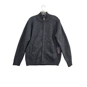 Day & Age Easton Full Zip Mock Neck Sweater Mens Small Charcoal Lined Cozy Knit